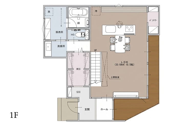 大開口LDKプラン 間取り図(1F)