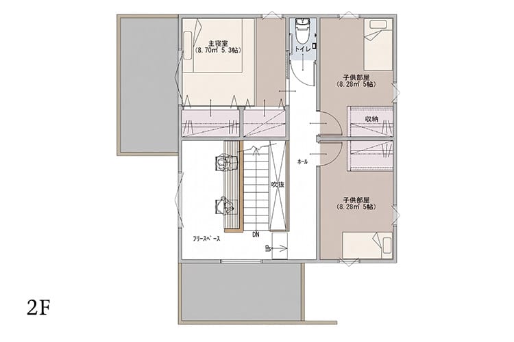 大開口LDKプラン 間取り図(2F)