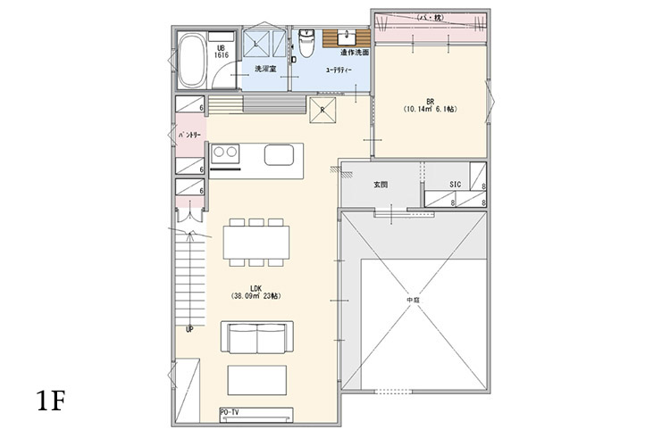中庭プラン 間取り図(1F)