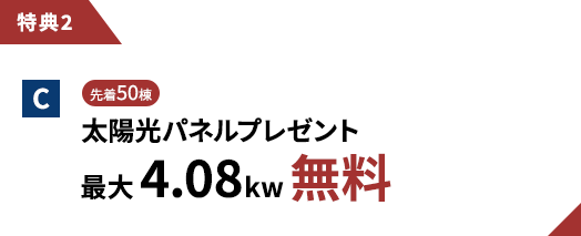 特典2 C 先着50棟 太陽光パネルプレゼント 最大 4.08kw 無料