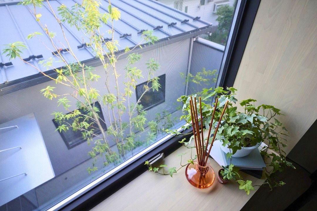中庭を眺めながら自分時間を愉しむ、光と木の温もり空間の画像
