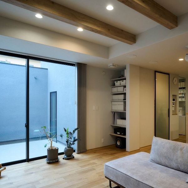 インナーテラスで結ぶ家の画像